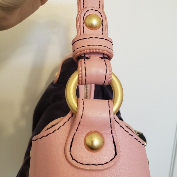 Juicy Couture Rock Ring and Jewel Embellished Embroidered Violet Velour Hobo Bag - Picture 9 of 10